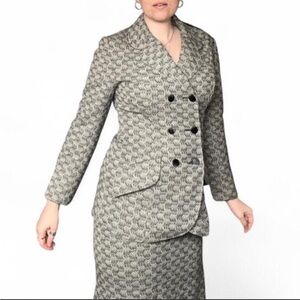 Preppy Grey Vintage 80's/90's Two-Piece Skirt Set